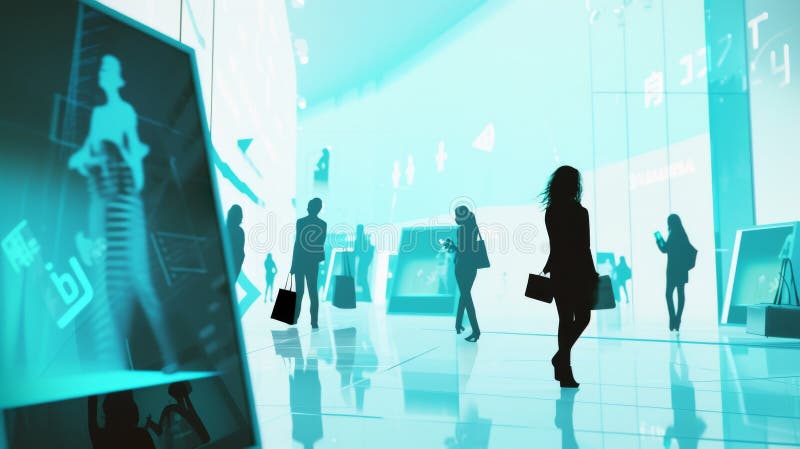 futuristic abstract background: silhouettes of interactive screens and shoppers with gadgets, geometric shapes, minimalism, 8k resolution, no text, no inscriptions, no advertising --ar 16:9 --quality 0.5 --stylize 0 Job ID: 4489c095-e350-45b8-a309-7530e9092696 AI generated. futuristic abstract background: silhouettes of interactive screens and shoppers with gadgets, geometric shapes, minimalism, 8k resolution, no text, no inscriptions, no advertising --ar 16:9 --quality 0.5 --stylize 0 Job ID: 4489c095-e350-45b8-a309-7530e9092696 AI generated