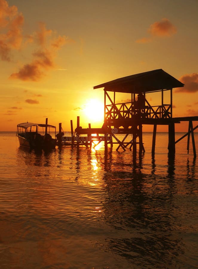 Police Jetty Sunset Sulu Sea. Police Jetty Sunset Sulu Sea