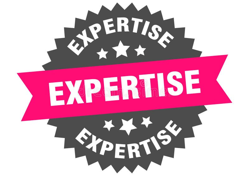 Expertis. expertkunskaper runt rosa etikett isolerad på öppen bakgrund vektor illustrationer