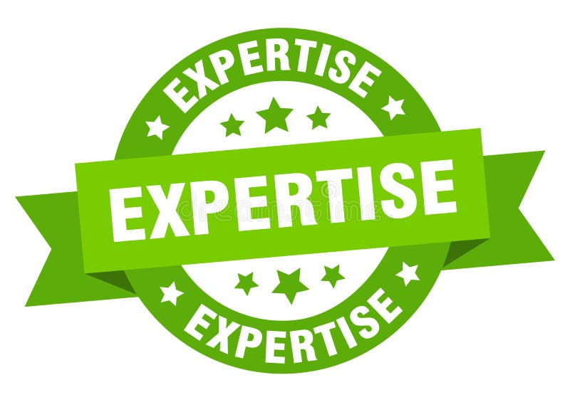 Expertis runt banans isolerade etikett. experthjälp. royaltyfri illustrationer