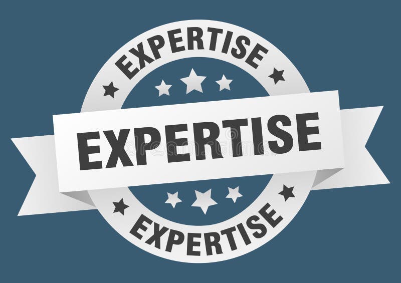 Expertis runt banans isolerade etikett. experthjälp. stock illustrationer