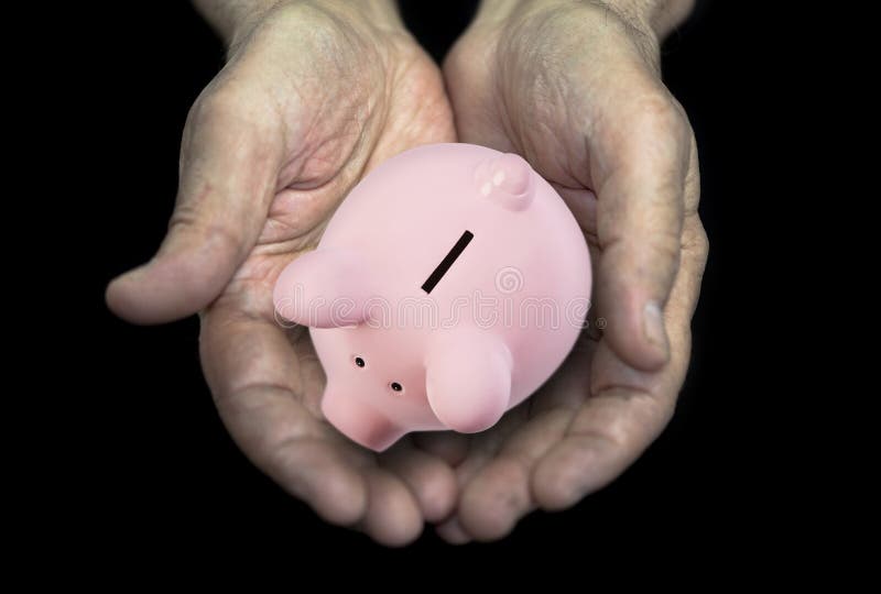 Experts avec la tirelire, concept de pension images libres de droits Experts avec la tirelire, concept de pension images libres de droits