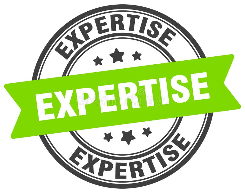 Expertstämpel. expertetikett med öppen bakgrund. runda tecken stock illustrationer