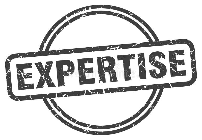 Expertstämpel expertis runt grunge-tecken stock illustrationer
