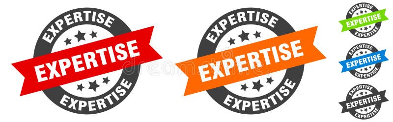 Expertstämpel. expertis runt klistermärke. tagg royaltyfri illustrationer