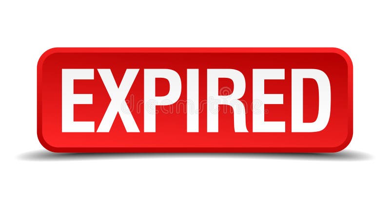 Expired red 3d square button vector illustration