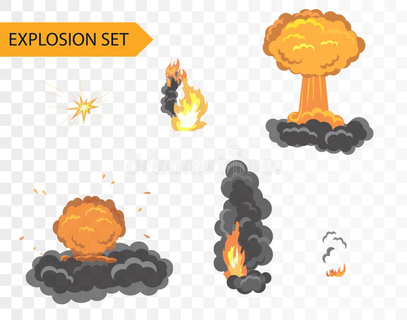 Explode Animation Effect. Vector Cartoon Explosion Set on Alpha Background.  Stock Vector - Illustration of collection, bang: 69788577