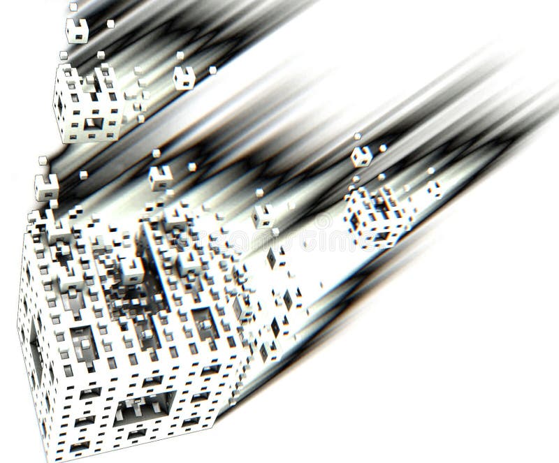 Exploded cubes- black and white generative glitch artwork royalty free illustration