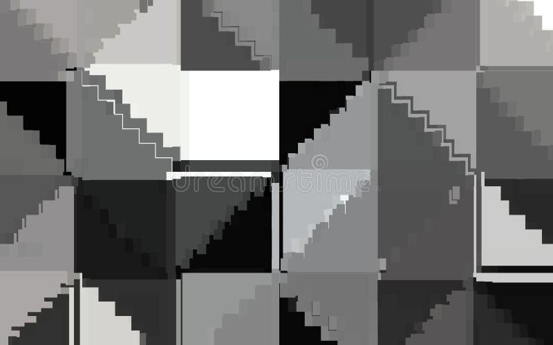 Exploded shapes- black and white generative glitch artwork vector illustration