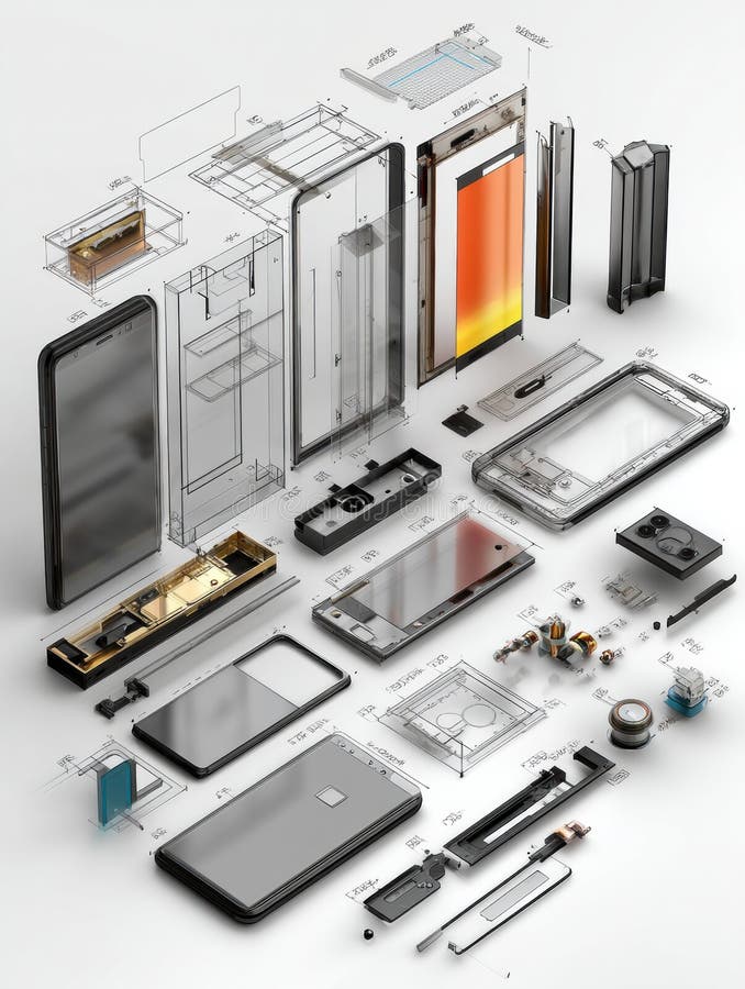 Modular Smartphone Concept With Detailed Exploded View Showcasing Components and Design royalty free stock photography