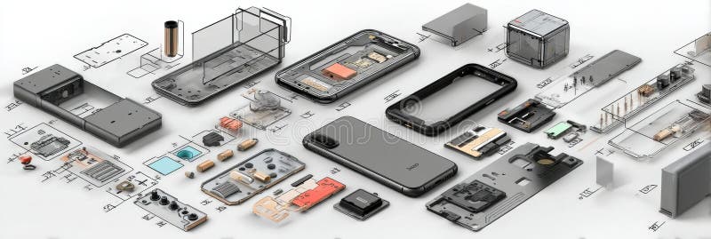 Exploded View of Modular Smartphone Concept Showcasing Individual Components stock photos
