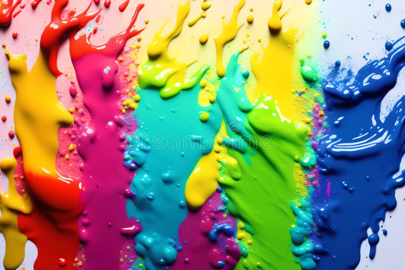 Exploding Liquid Paint Splashes, Generative AI Illustration Stock