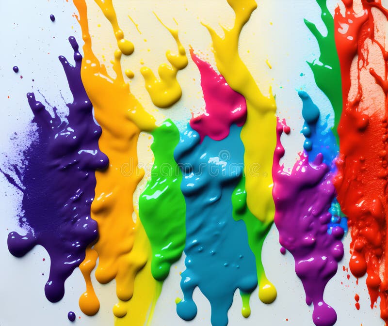 Exploding Liquid Paint Splashes, Generative AI Illustration Stock