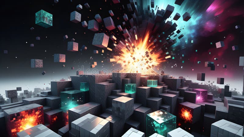 Exploding Minecraft Colorful Cubes. Minecraft Blocks. Minecraft ...