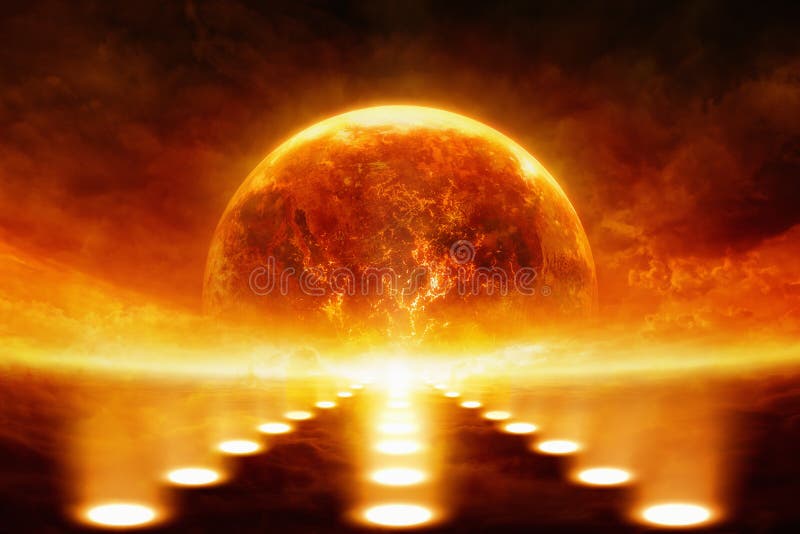 Exploding planet stock photo