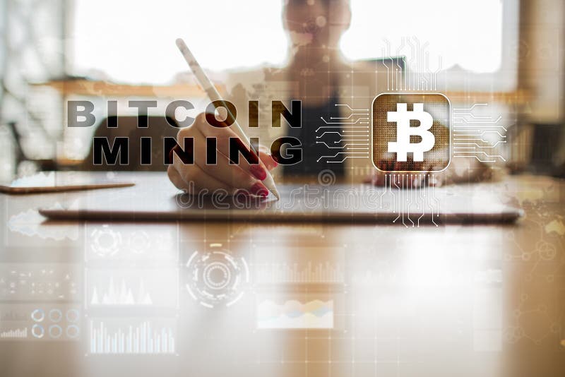 Exploitation de Bitcoin Cryptocurrency, blockchain Concept financier de technologie et d'Internet