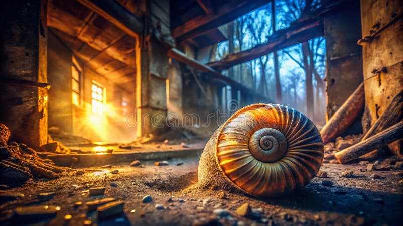 Exploración urbana oscura y misteriosa abandonó la construcción espiral de la fotografía de mariscos ilustración del vector