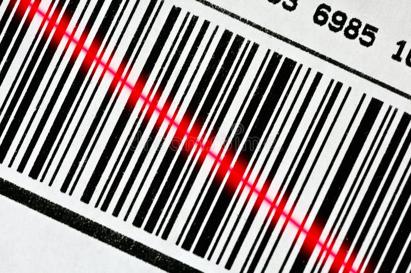 Barcode with red scanner line. Barcode with red scanner line.