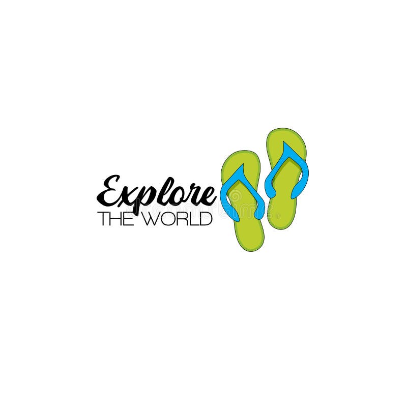 Explorar el mundo. ilustración vectorial con zapatos verdes sobre fondo blanco. diseño de concepto de viaje para logotipo ilustración del vector