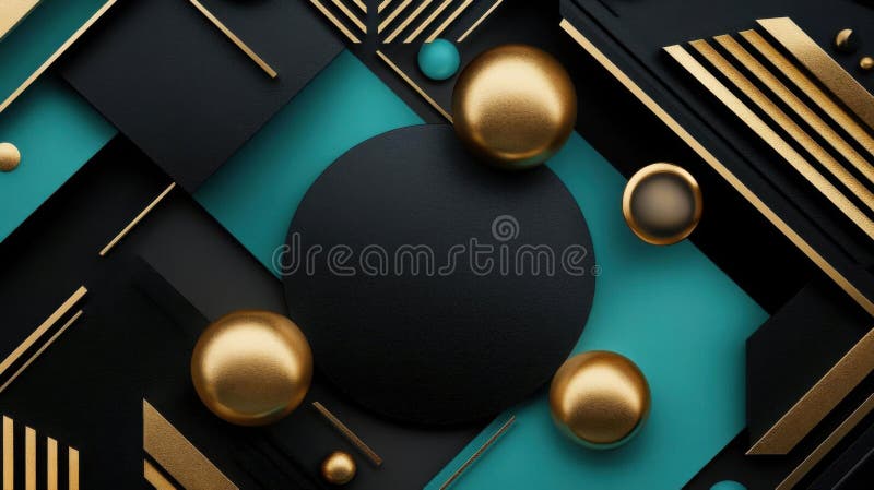 Explorar formas geométricas de oro negro y teto de diseño abstracto stock de ilustración