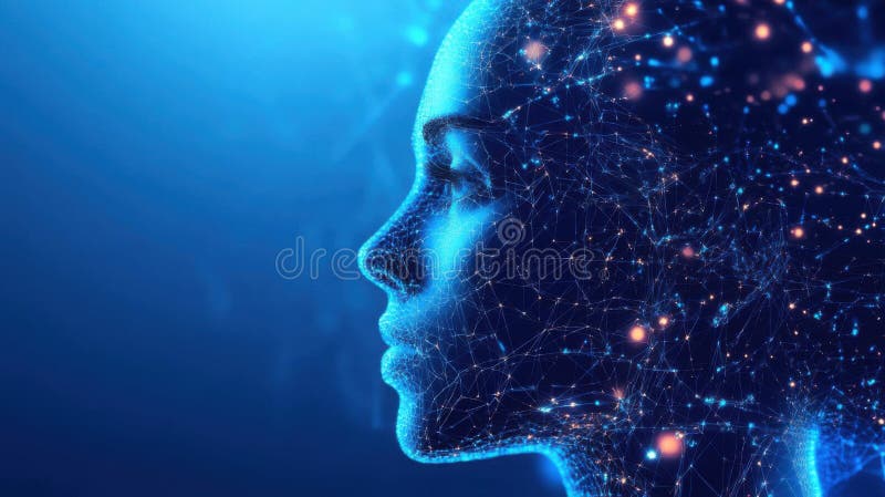 Explorar las mentes digitales como una visualización de conciencia en red libre illustration