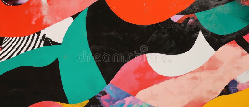 Explorarea interacțiunii dinamice a formelor neregulate și a modelelor vibrante în designul abstract royalty free illustration