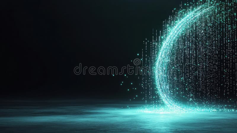 Explorarea intersecției dintre tehnologia blockchain și inovațiile în materie de securitate cibernetică printr-un concept de sferă. Această imagine capturează o sferă umplută cu un cod binar în cascadă reprezentând convergența tehnologiei blockchain și inovațiile avansate de securitate. Acesta ilustrează modul în care aceste tehnologii creează un ecosistem digital rezistent care promovează transparența, descentralizarea și apărarea robustă împotriva amenințărilor cibernetice, asigurând integritatea schimbului de date în lumea noastră modernă