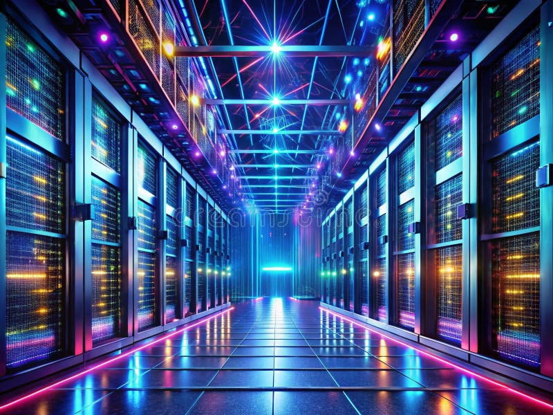 Explorarea viitorului datelor într-un centru de date cu muchie de cuțit cu date dinamice avansate ale serverelor vector illustration