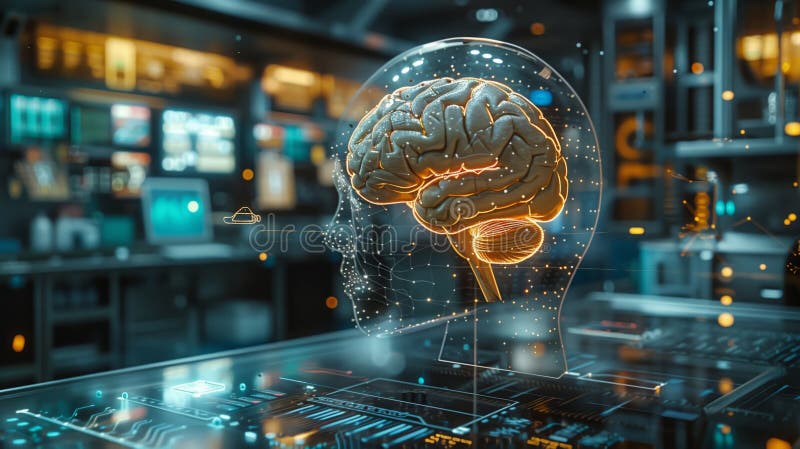Exploration of Advanced Neuroscience Technology in a Modern Laboratory Environment royalty free stock image