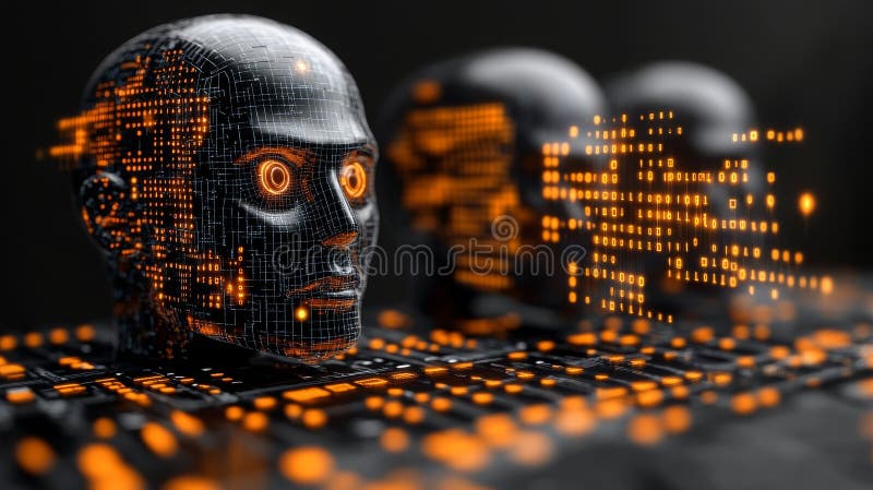 Exploration of AI-driven personalization technology with digital humanoid representations in focus royalty free stock photo