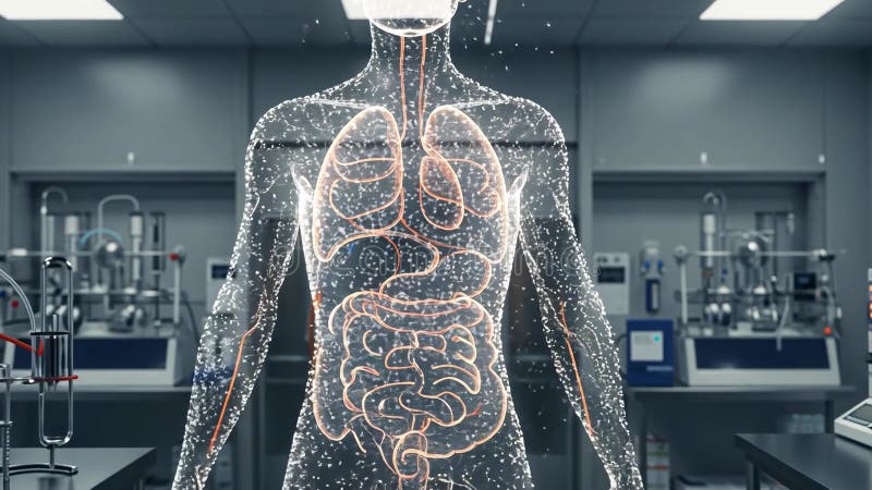 Exploration des détails complexes de l'anatomie humaine avec un accent sur les organes internes dans un laboratoire de pointe illustration de vecteur