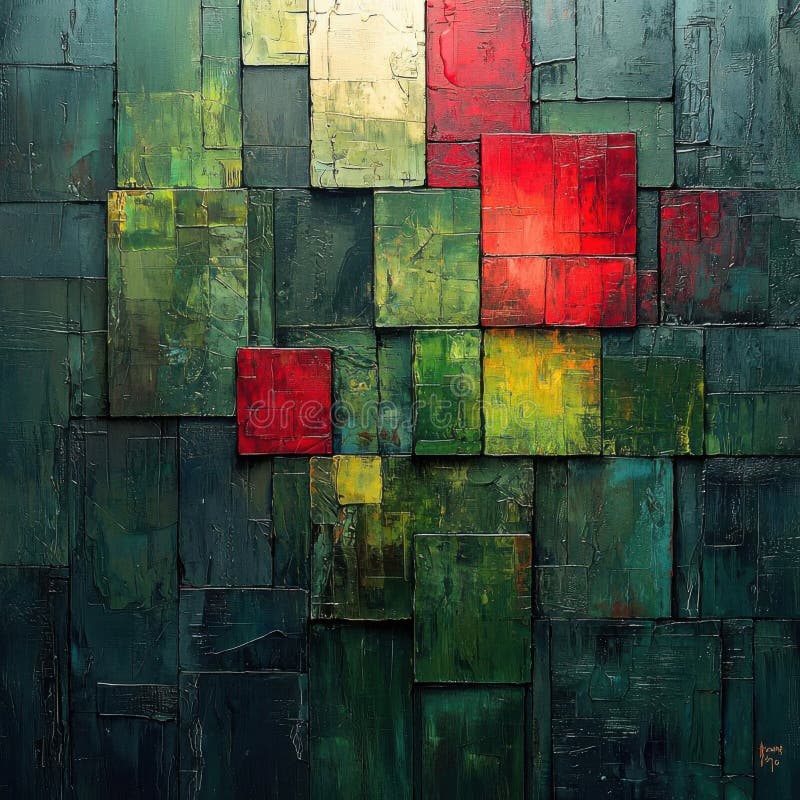 Explore Abstract Cubes with Bold Color, A Visual Journey of Textured Art stock image