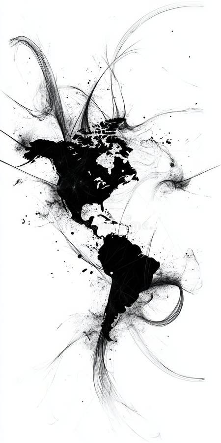 Abstract Silhouette of Global Network Connecting Different Regions royalty free illustration