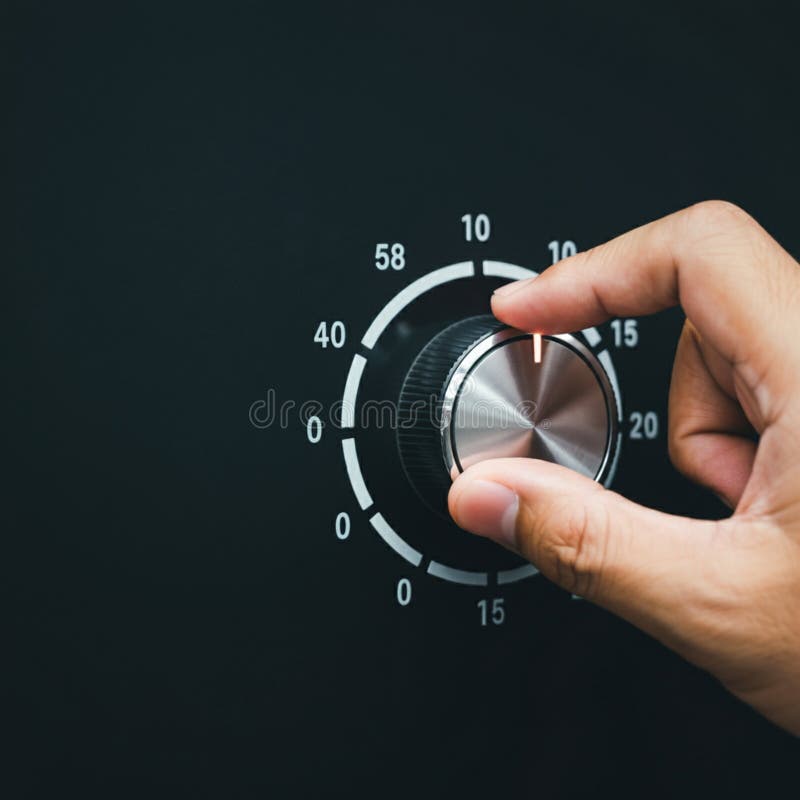 AIGenerated Hand Adjusting Rounded Square Dial with Scale - Teal Grid Background royalty free illustration
