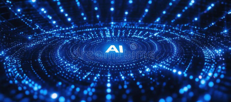 Explore Artificial Intelligence with Glowing Futuristic Technology Background stock photos