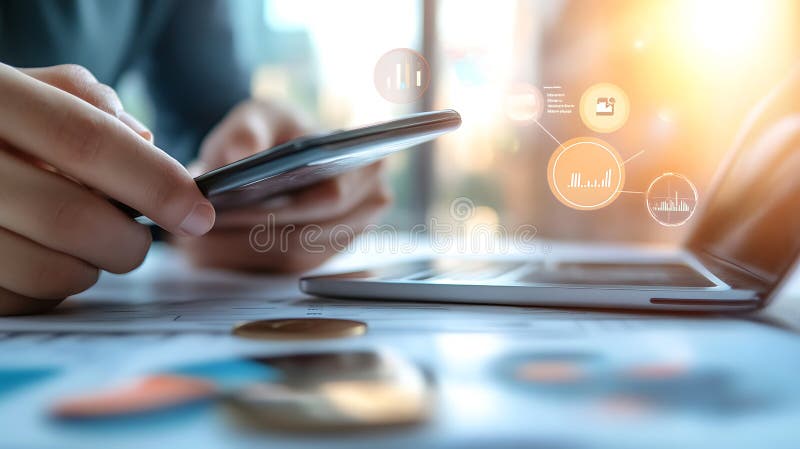 Explorarea tehnologiei de vârf cu ajutorul tehnologiei AR pentru o planificare strategică îmbunătățită a vizualizării datelor royalty free illustration