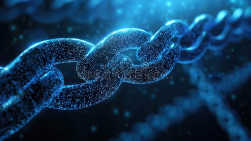 Explore Digital Chain Link with Connection Concept and Strong Blue Aesthetic royalty free stock image