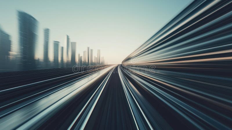 Futuristic Express Train in Urban Landscape stock photography