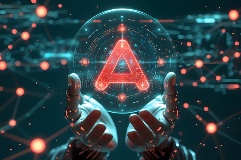 \'Explore a futuristic AI concept with glowing blue tech and cyber aesthetics, blending advanced technology royalty free illustration