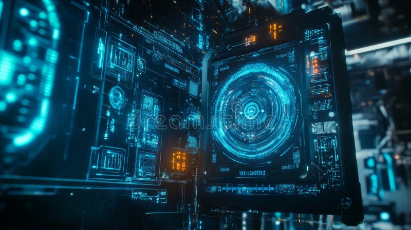 Futuristic AI System for Securing Data Networks royalty free illustration