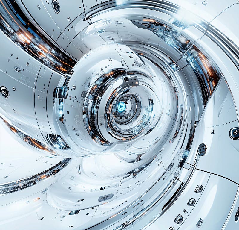 Futuristic machine interior design abstract rendering isolated on transparent background png stock illustration.