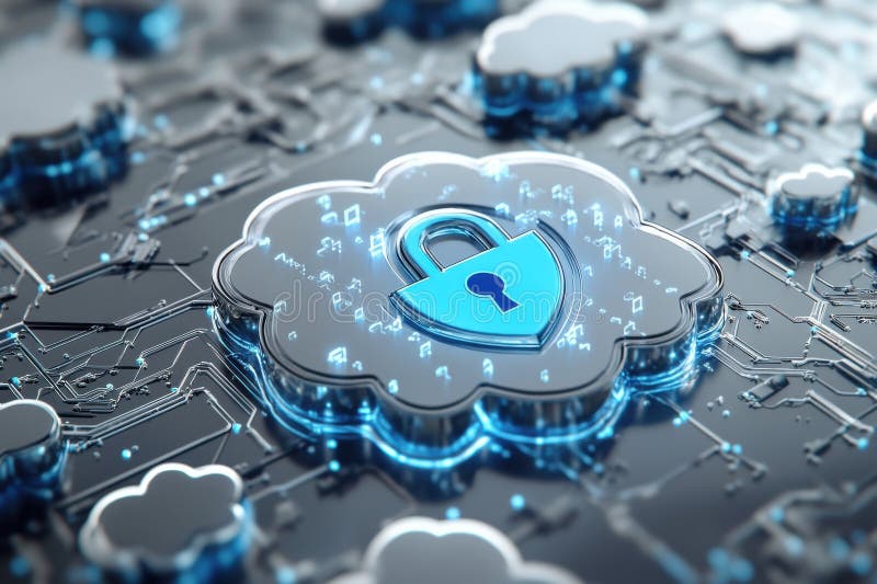 Cybersecurity measures protecting cloud data digital space graphic illustration modern technology close-up data privacy royalty free stock images