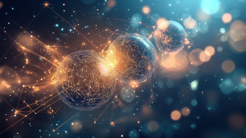 Explore interconnected virtual worlds with luminous spheres and radiant light pathways emphasizing creativity and