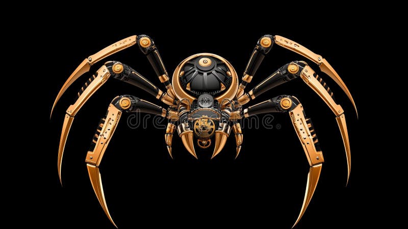Intricate Mechanical Spider with Clockwork Design vector illustration