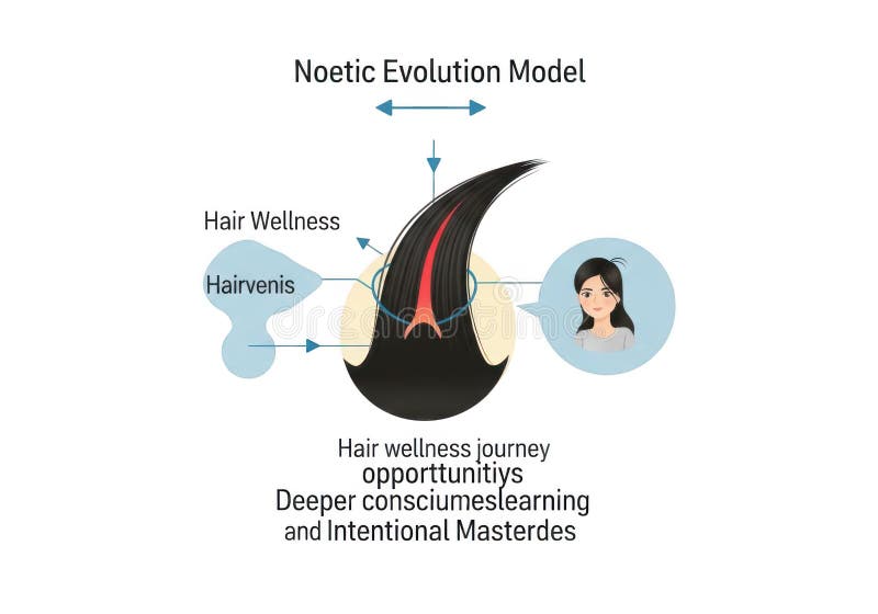 Hair wellness journey Noetic Evolution Model concept with woman vector illustration