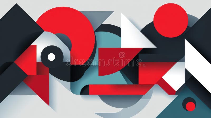 Explore a striking red and grey geometric banner with modern textures and a cartoon style for your tech designs royalty free illustration