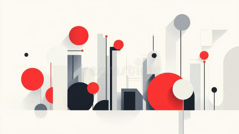 Explore a striking red and grey geometric banner with modern textures and a cartoon style for your tech designs royalty free illustration
