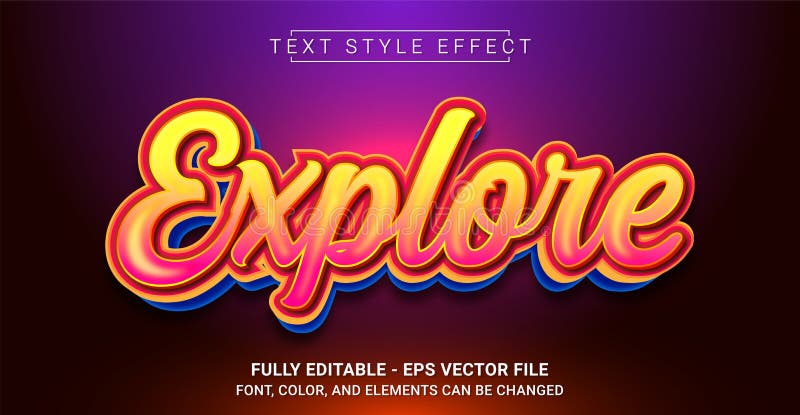 Explore Text Style Effect. Editable Graphic Text Template stock illustration