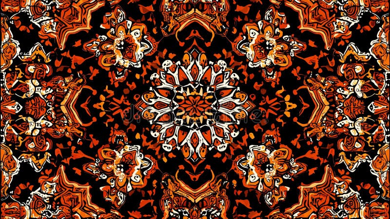 Explore vibrant geometric seamless repeat design featuring unique floral patterns and rich colors ilustração stock