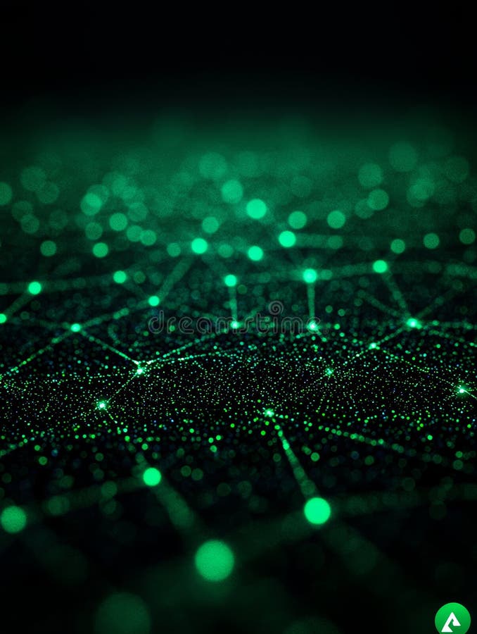 Futuristic Green Network of Connected Devices Emitting Energy and Data Across Internet vector illustration